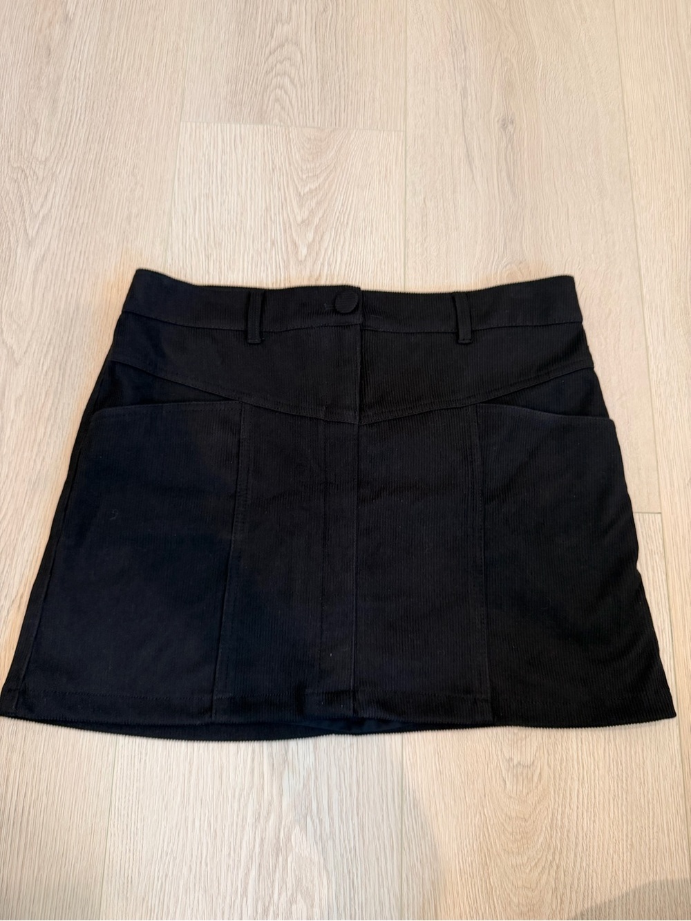 Black Women's A-Line Mini corduroy lined Skirt
